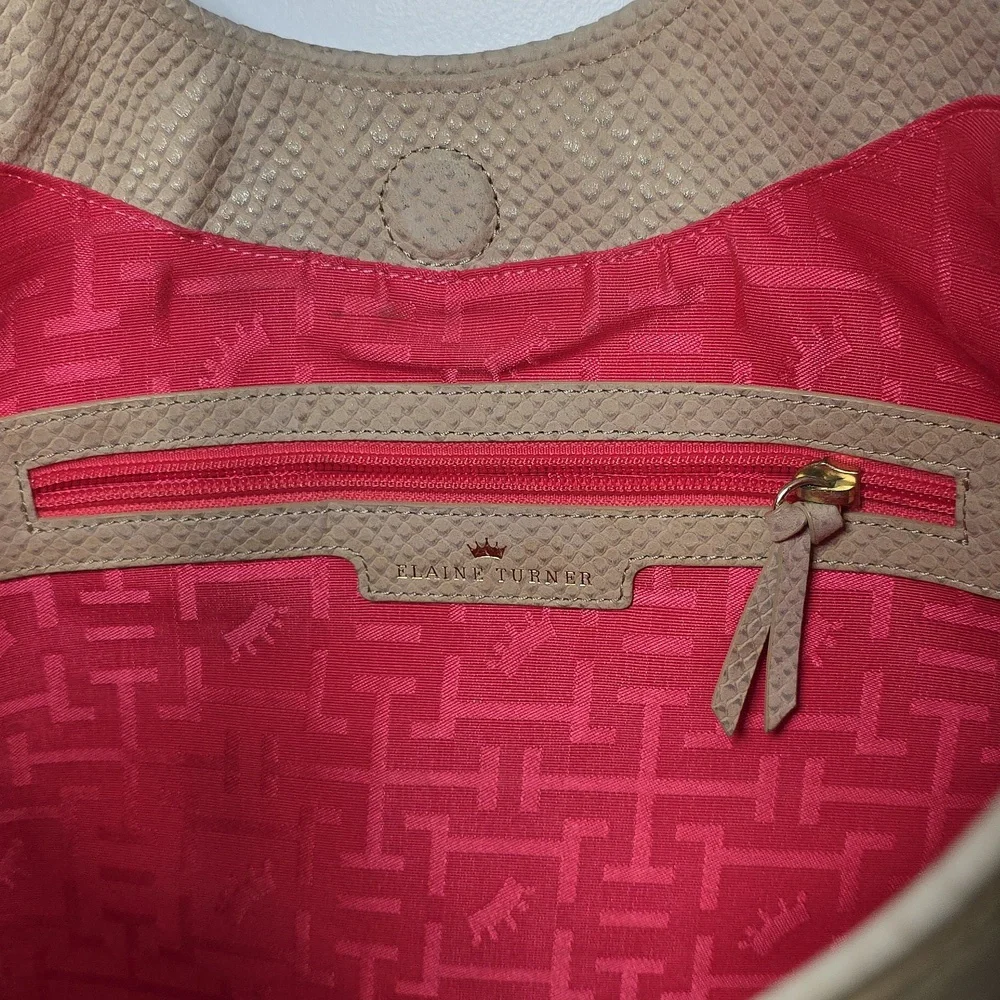 ELAINE TURNER SNAKE SKIN LEATHER PURSE HANDBAG PURSE‎ BEIGE